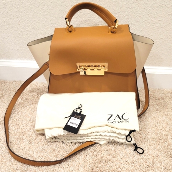 ZAC Zac Posen Handbags - ZAC ZAC POSEN Earth Iconic convertible leather bag camel / cream